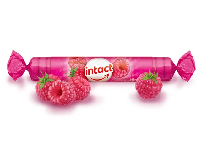 Intact hroznový cukr s vitaminem C, malina 16ks
