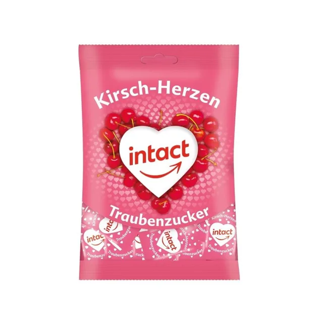 Intact Hroznový cukr třešňová srdíčka 75 g