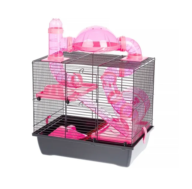 INTERZOO Rocky + Terasa Klec pro křečky 42 cm růžová