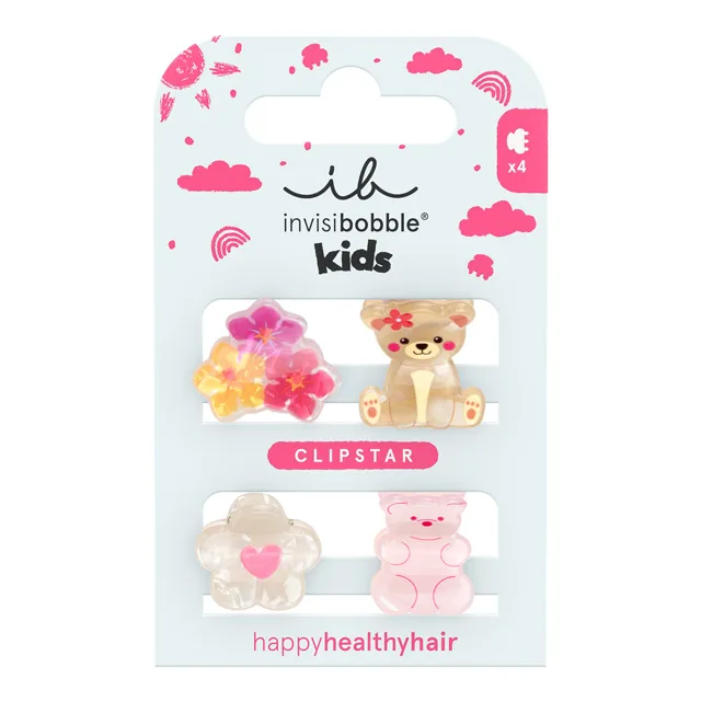 Invisibobble Clipstar Kids Bearly Bloomed dětské skřipečky 4 ks