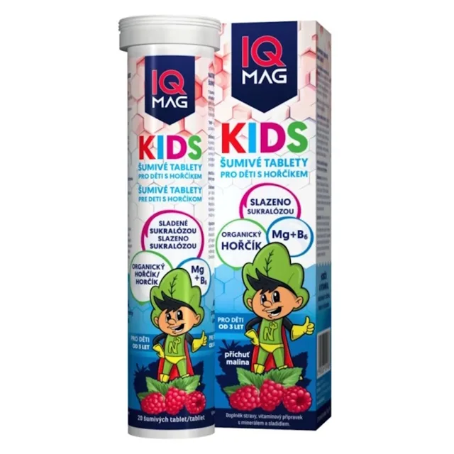 IQ MAG Kids hořčík malina 20 šumivých tablet