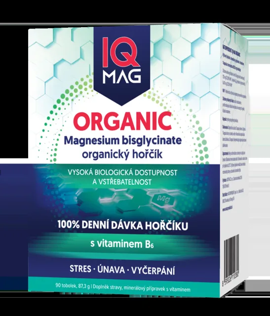 IQ Mag ORGANIC Magnesium 375 mg + vitamín B6 90 tobolek