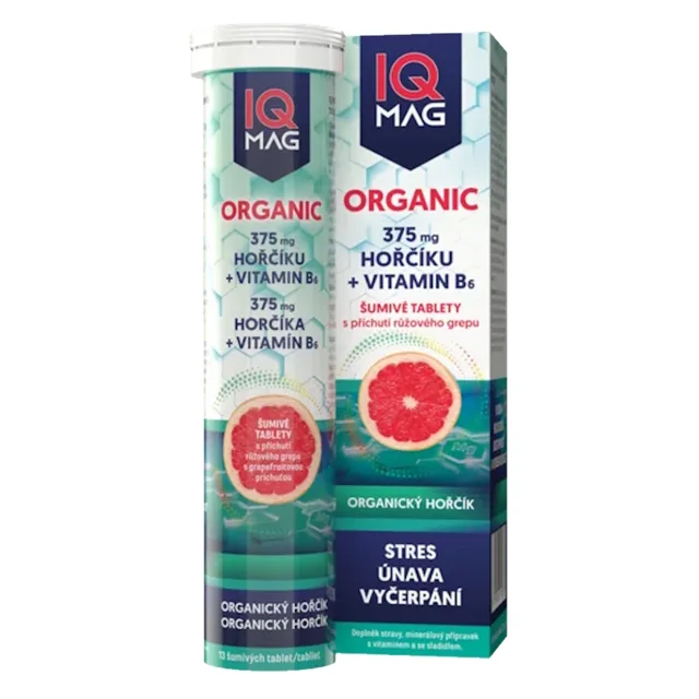 IQ MAG Organic Magnesium + B6 13 šumivých tablet, poškozený obal