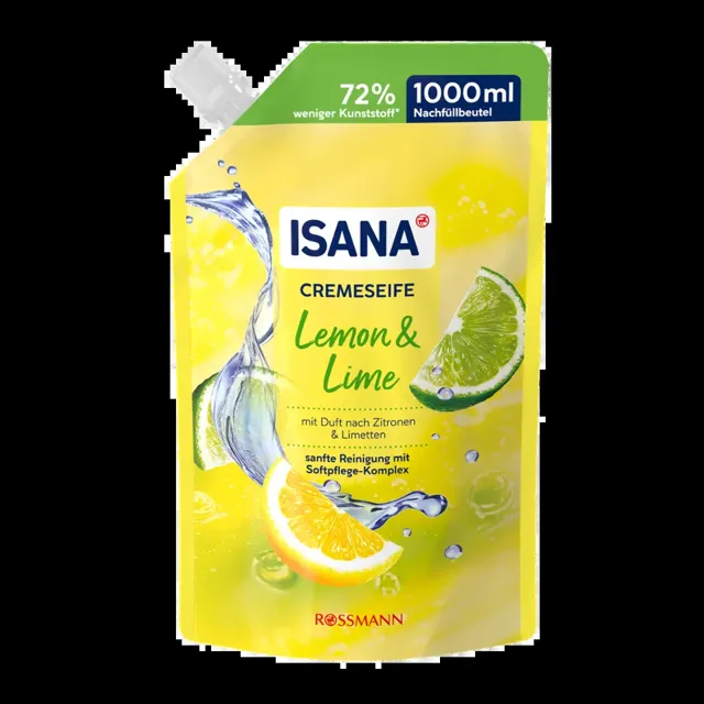 ISANA Krémové tekuté mýdlo Lemon & Lime náhradní náplň