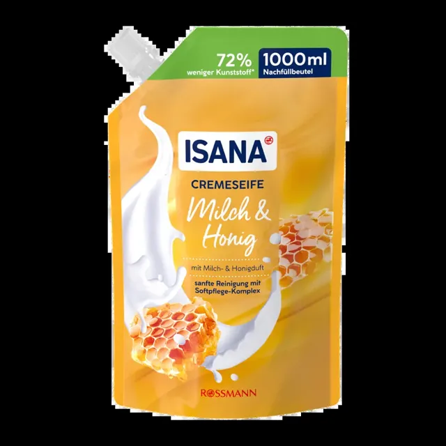 ISANA Krémové tekuté mýdlo Mléko & med náhradní náplň