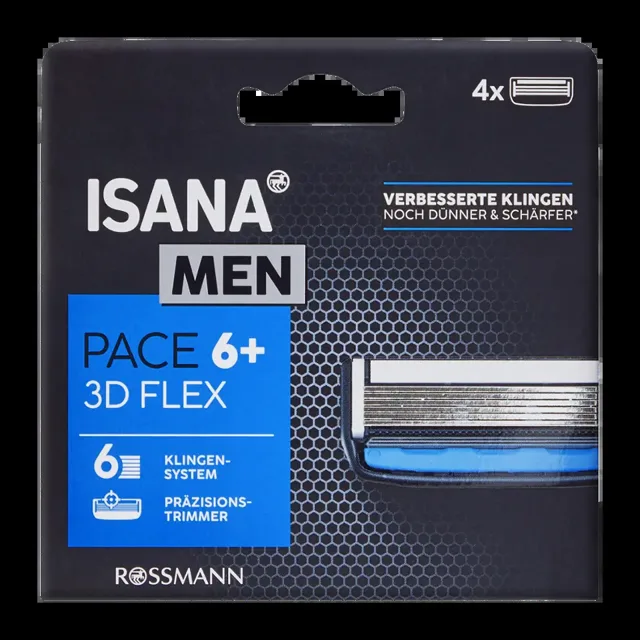 ISANA Men Náhradní hlavice PACE 6 břitů se zastřihovačem 4 ks