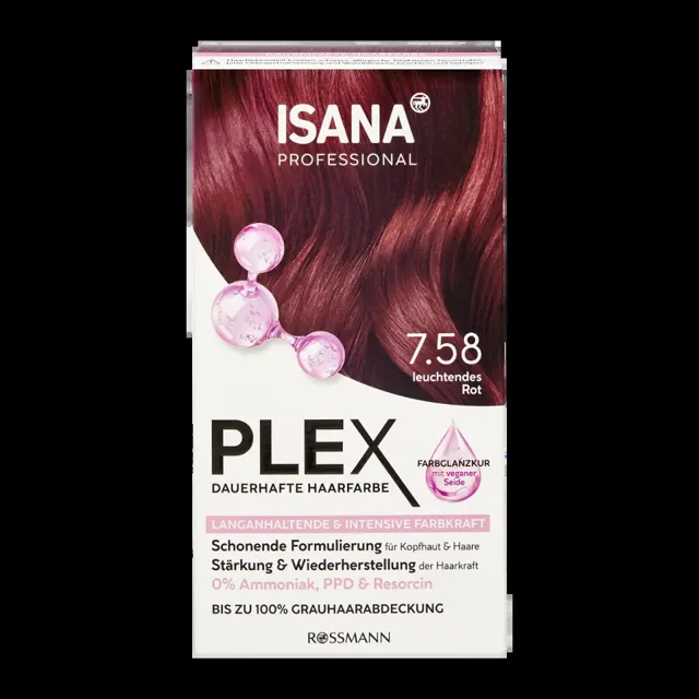 ISANA Professional Barva na vlasy Plex 7.58 zářivě červená