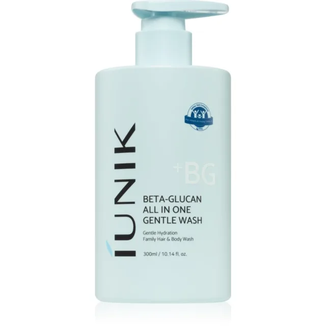 IUNIK Beta Glucan All In One Gentle Wash jemná čisticí pěna na tvář, tělo a vlasy 300 ml