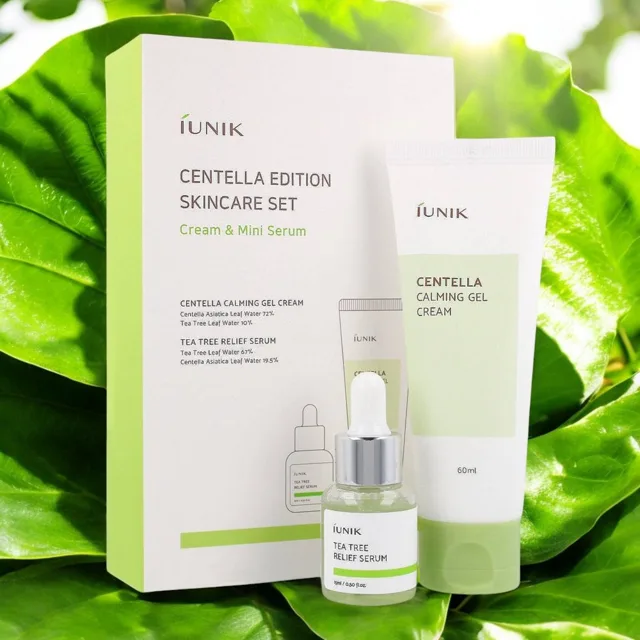 iUNIK - Centella Edition Skin Care Set - Sada zklidňujícího krému a séra - 60 ml/15 ml