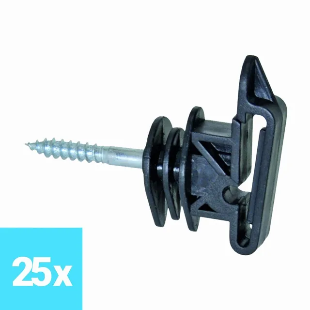 Izolátor pro elektrický ohradník plochý, pro pásku do 40 mm, lanka a lana - 25 ks | P48786
