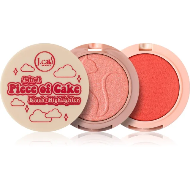 J.Cat Beauty 2 In 1 Piece Of Cake tvářenka s rozjasňovačem odstín 106 See You Tomato 12.1 g