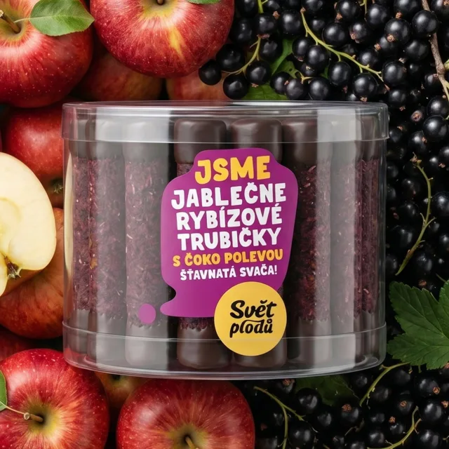 Jablečno-rybízové trubičky s čokoládovou polevou váha 420g