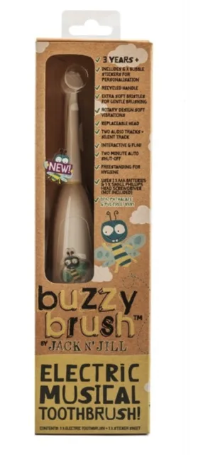 Jack n' Jill Buzzy Brush, Elektrický zubní kartáček s melodií, 3Y+