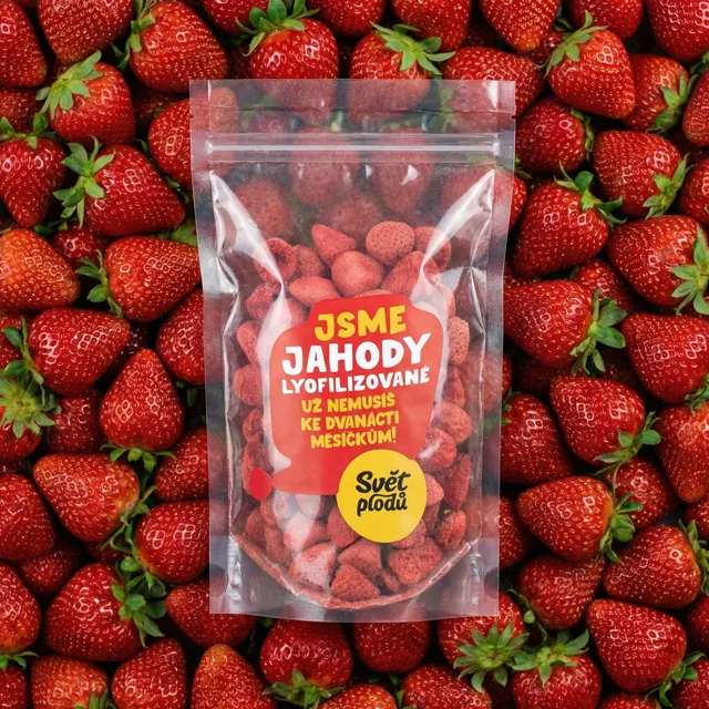 Jahody lyofilizované celé váha 100g