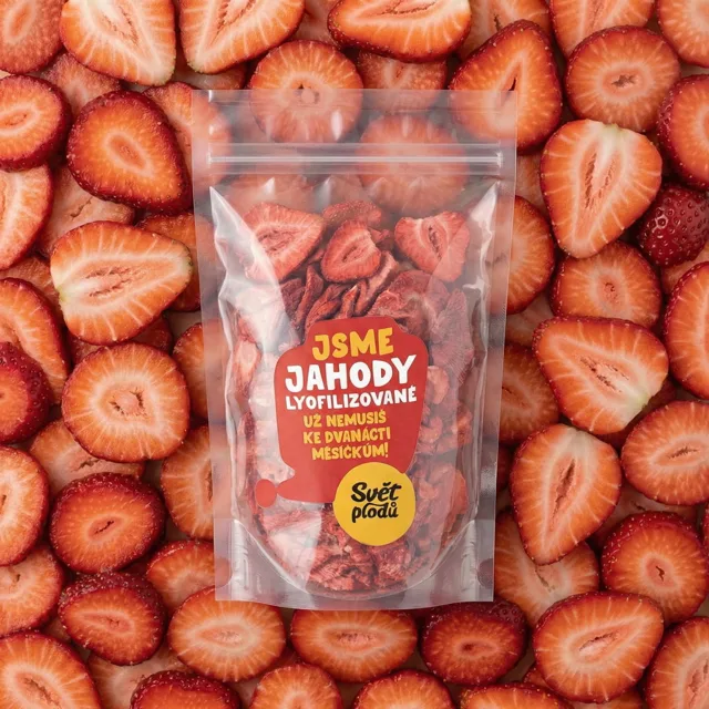 Jahody lyofilizované plátky váha 500g