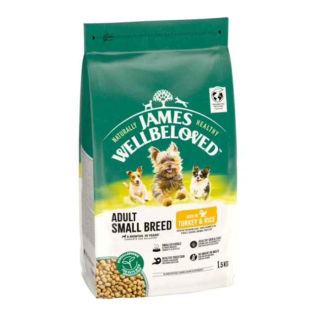 James Wellbeloved Adult Small Breed Dog Hypoallergenic krůtí a rýže - 1,5 kg