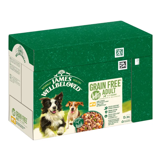 James Wellbeloved Grain Free Hypoalergenic jehněčí a kuřecí se zeleninou - 12 x 90 g