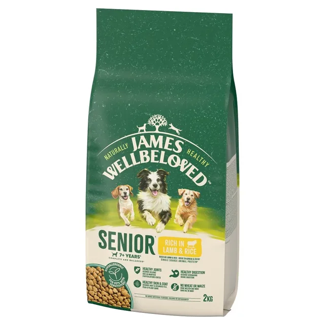 JAMES WELLBELOVED Senior 2 kg suché kompletní krmivo pro starší psy >7 let s vysokým obsahem jehněčího masa a rýže