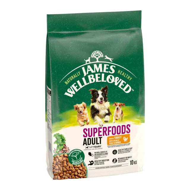 James Wellbeloved Superfoods Adult Dog Hypoallergenic krůtí s kadeřávkem a quinoou - 1,5 kg