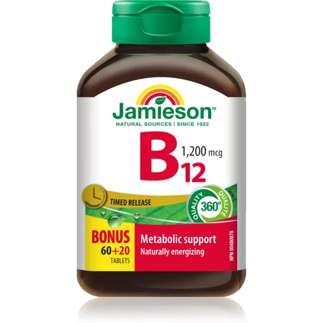 Jamieson B12 1200 mcg Timed Release tablety pro podporu energetického metabolismu 80 tbl