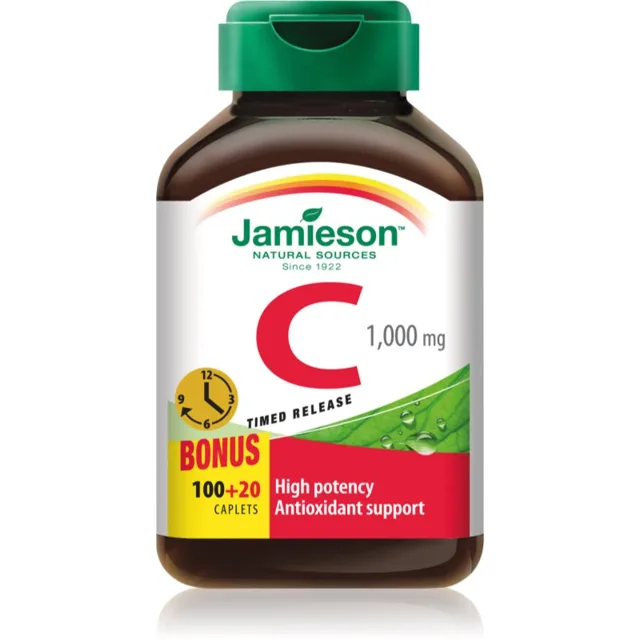 Jamieson C 1000 mg Timed release tablety pro podporu imunitního systému, krásnou pleť a nehty 120 tbl