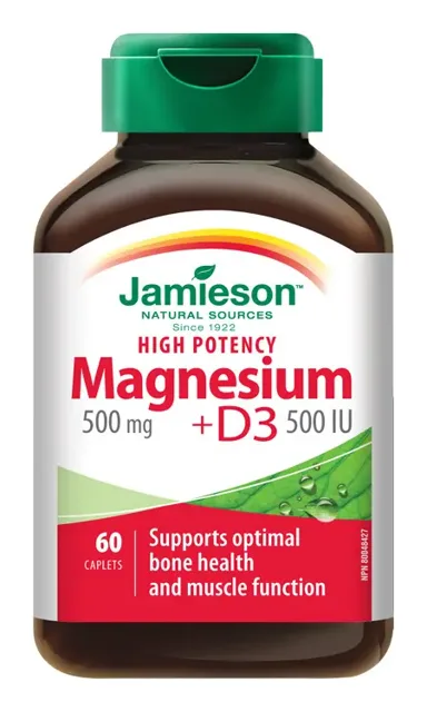 Jamieson Hořčík 500 mg s vitaminem D 500 IU 60 tablet
