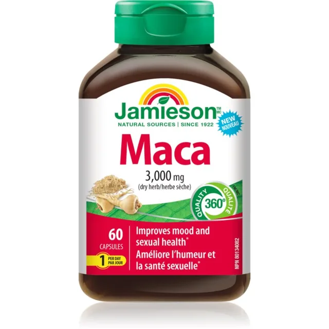 Jamieson Maca 3 000 mg bylinné kapsle pro podporu potence a vitality 60 cps