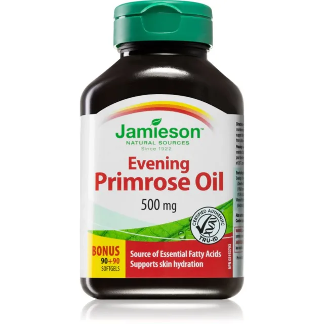 Jamieson Pupalkový olej s vitamínem E 500 mg měkké tobolky pro udržení normální hladiny cholesterolu 180 cps
