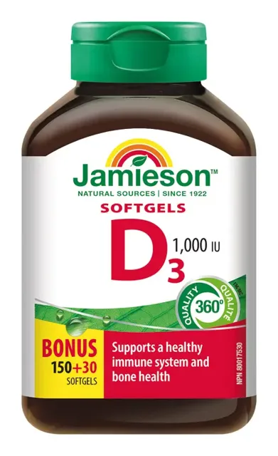 Jamieson Vitamín D3 1000 IU 180 kapslí
