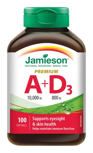 Jamieson Vitamíny A+D 10000/800IU Premium 100 kapslí