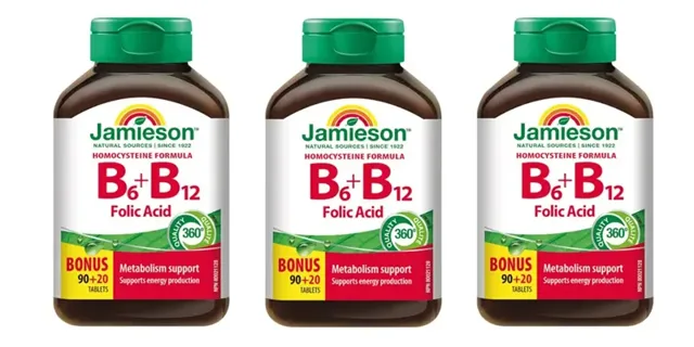 Jamieson Vitamíny B6 B12 + kyselina listová 3 x 110 tablet
