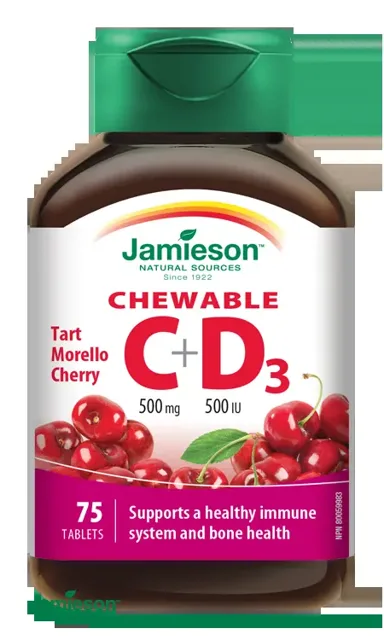 JAMIESON Vitamíny C a D3 třešeň cucací 75 tablet