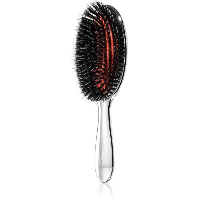 Janeke Chromium Line Air-Cushioned Brush with Bristles and Nylon Reinforcement oválný kartáč na vlasy 22 x 7 cm 1 ks