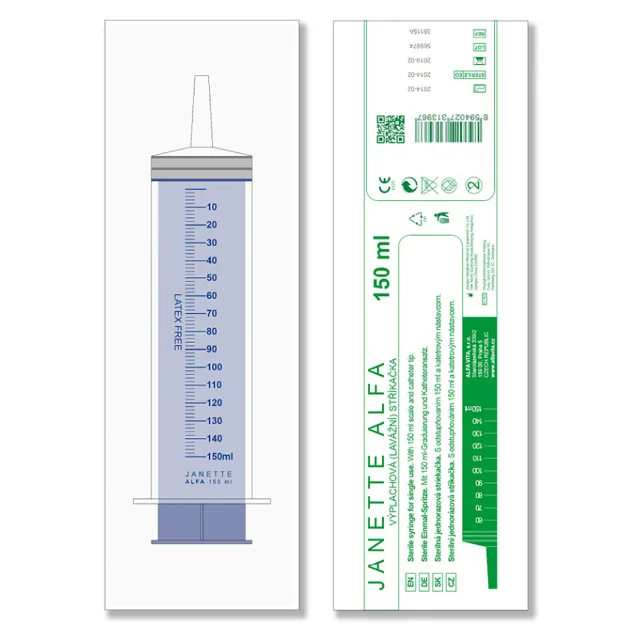 JANETTE ALFA Lavážní sterilní stříkačka 150 ml 1 kus