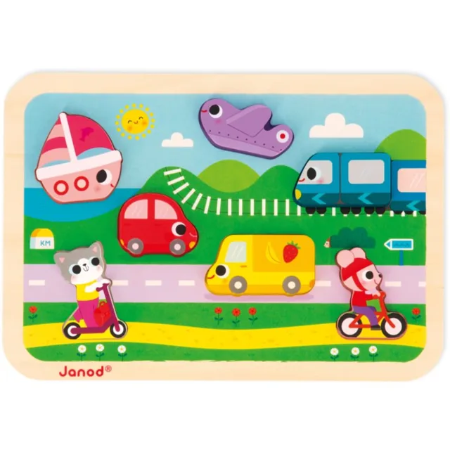 Janod Chunky Puzzle Vehicles aktivity vkládačka 18m+ 7 ks