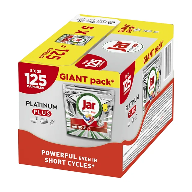 JAR Tablety do myčky Platinum Plus All-in-One Yellow 5 x 25 kusů