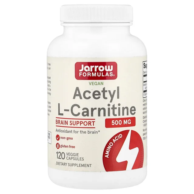Jarrow Formulas Acetyl-L-karnitin, 500 mg, 120 rostlinných kapslí