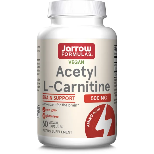 Jarrow Formulas Acetyl-L-karnitin, 500 mg, 60 rostlinných kapslí