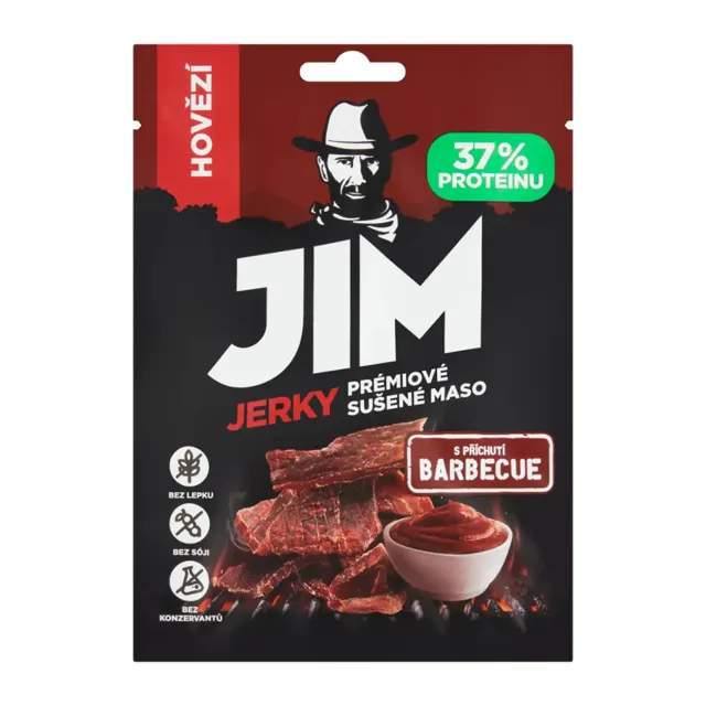 Jim Jerky Prémiové sušené maso hovězí s příchutí BBQ  23 g