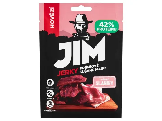 Jim Jerky Prémiové sušené maso hovězí s příchutí slaniny 23 g