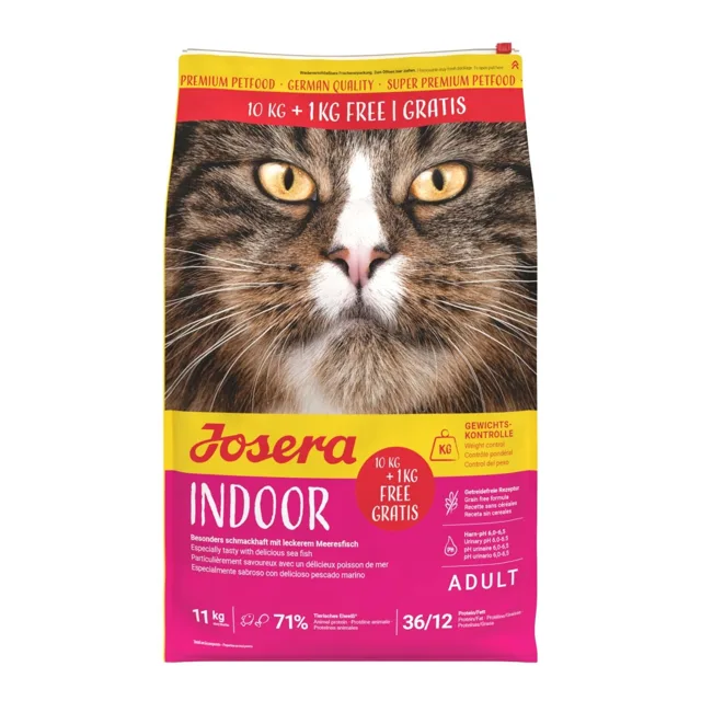 JOSERA Indoor 10kg + 1kg bezobilné krmivo pro kastrované a vnitřní kočky