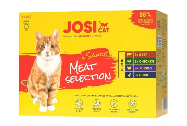 JOSERA JosiCat Multipack Meat Selection in Sauce 12x85 g masové příchutě v omáčce pro kočky
