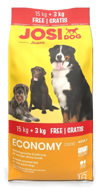 JOSERA JosiDog Economy pro psy s normální aktivitou 15kg + 3kg zdarma