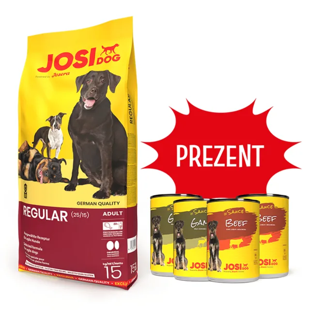 JOSERA JosiDog Regular Adult 15 kg + 4 konzervy ZDARMA