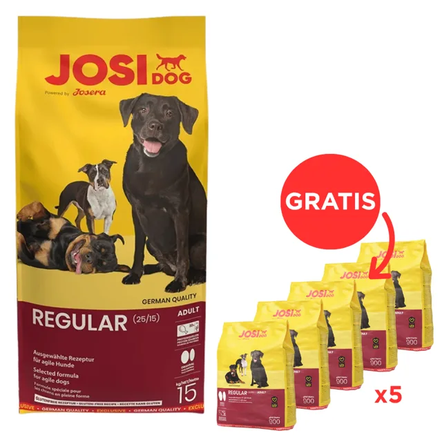 JOSERA JosiDog Regular Adult 15 kg + JosiDog Regular 5 x 900 g GRATIS
