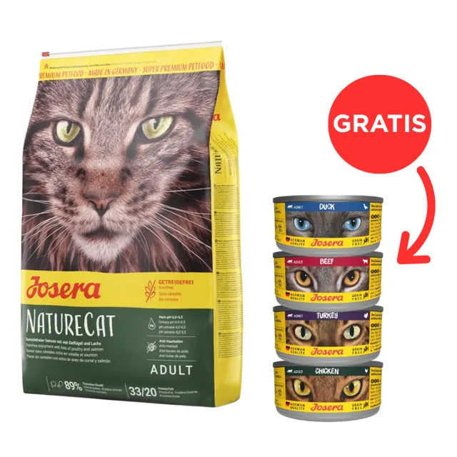 JOSERA Nature Cat Bezobilné krmivo pro kočky 10 kg + 4 konzervy ZDARMA