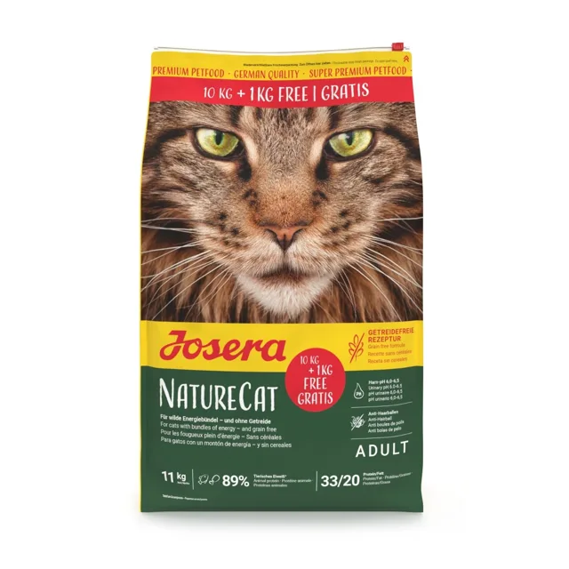 JOSERA NatureCat 10 kg + 1 kg suché krmivo pro kočky bez obilovin