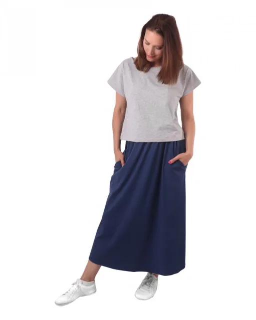 Jožánek Dámská dlouhá sukně s kapsami Linda – jeans modrá