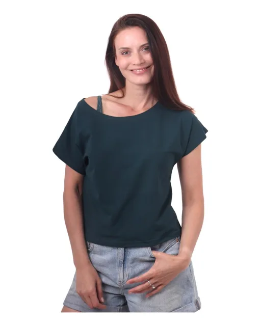 Jožánek Dámské crop top tričko Edita – lahvově zelená