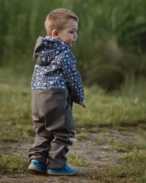 Jožánek Dětská softshellová kombinéza – pandy a béžová 116